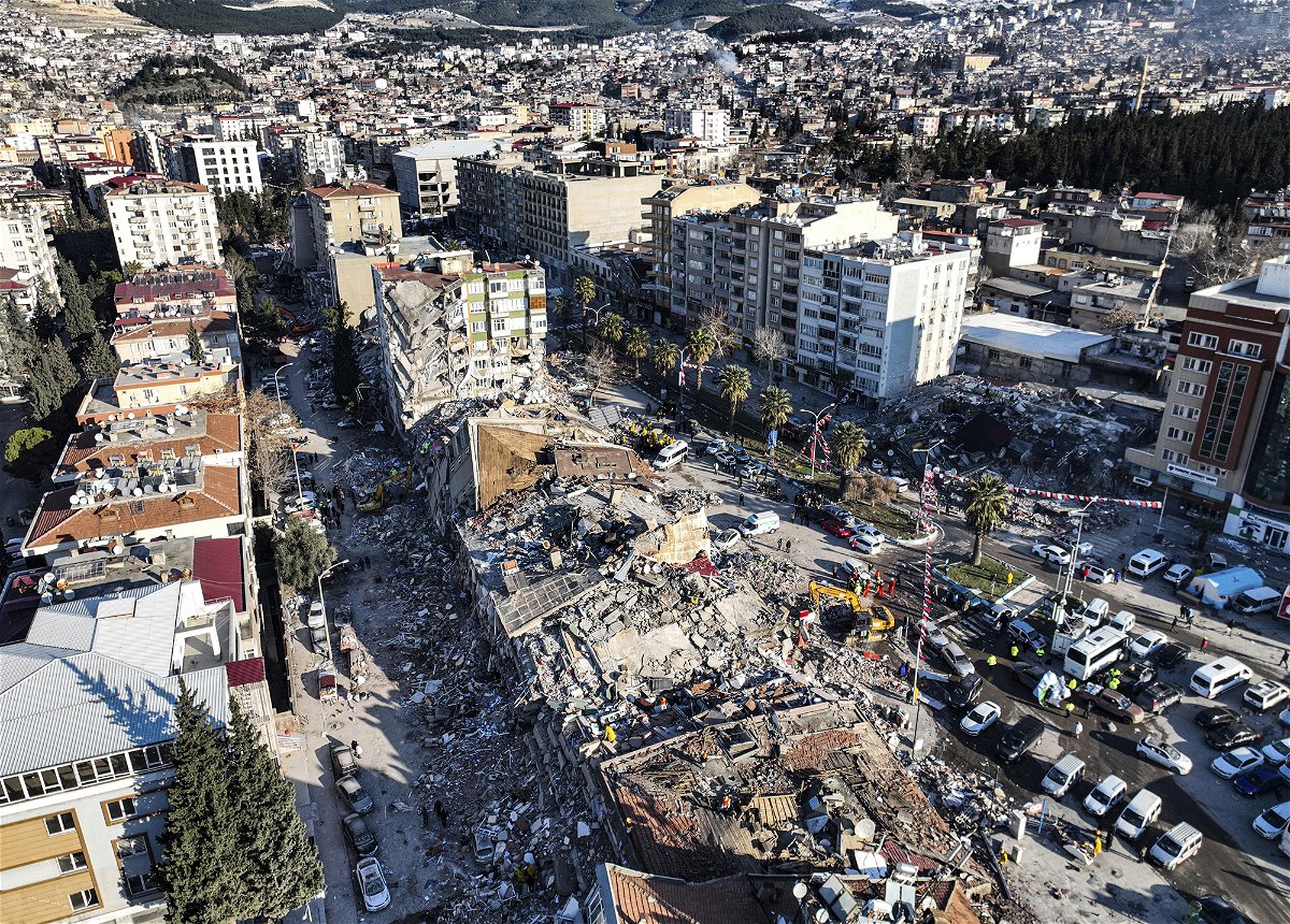 Access to Twitter has been restricted in Turkey. Aerial photo shows the destruction in Kahramanmaras