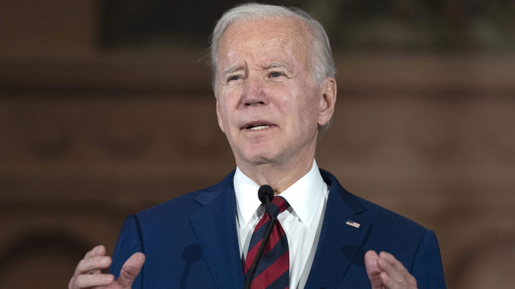 US President Joe Biden speaks while attending the 10th Annual National Vigil for All Victims of Gun Violence at St. Mark's Episcopal Church in Washington, DC, US, on Wednesday, Dec. 7, 2022. Biden joined survivors and families impacted by gun violence at the vigil. Photographer: Chris Kleponis/CNP/Bloomberg via Getty Images