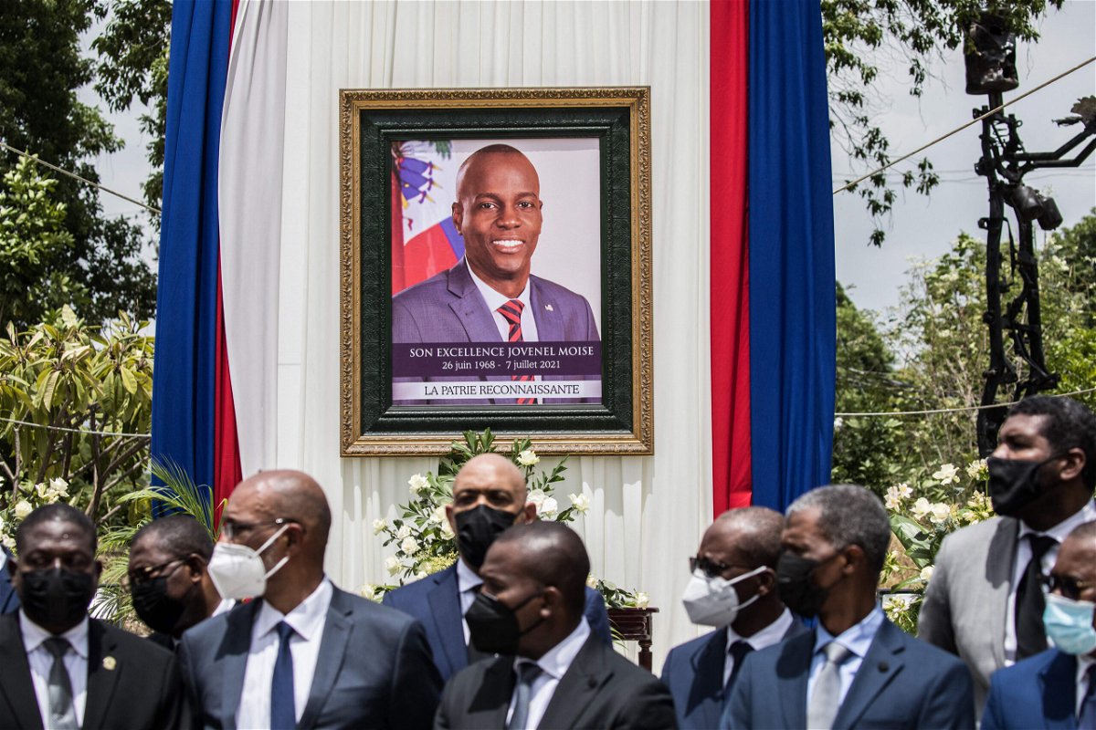<i>Valerie Baeriswyl/AFP/Getty Images</i><br/>Officials attend a ceremony in honor of late Haitian President Jovenel Moise at the National Pantheon Museum in Port-au-Prince