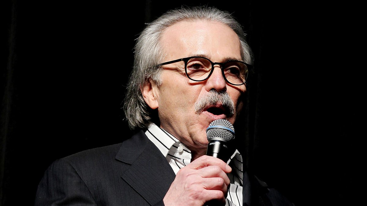 David Pecker, Chairman and CEO of American Media speaks at the Shape and Men's Fitness Super Bowl Party in New York City, U.S., January 31, 2014. Picture taken January 31, 2014.  REUTERS/Marion Curtis