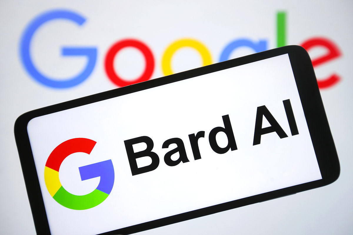 UKRAINE - 2023/02/21: In this photo illustration, Google Bard AI logo seen on a smartphone screen with a Google logo in the background. (Photo Illustration by Pavlo Gonchar/SOPA Images/LightRocket via Getty Images)