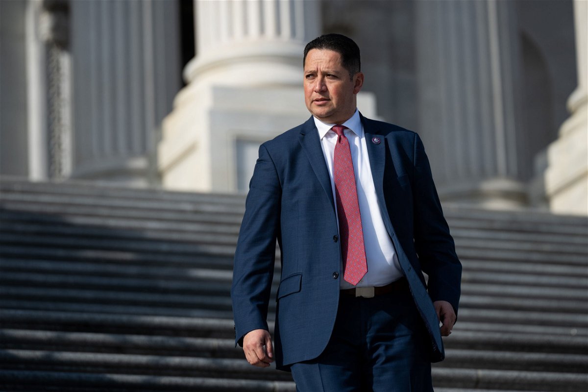 UNITED STATES - JANUARY 12: Rep. Tony Gonzales, R-Texas, walks down the House steps after votes on Thursday, January 12, 2023. (Bill Clark/CQ-Roll Call, Inc via Getty Images)