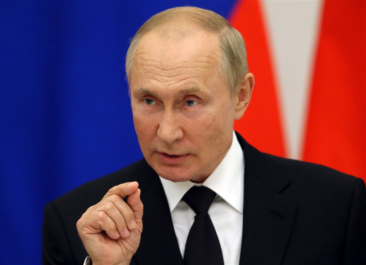 <i>Mikhail Svetlov/Getty Images/FILE</i><br/>Vladimir Putin speaks during a press conference at the Kremlin in Moscow