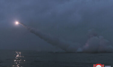 A general view is seen here as North Korea fired two missiles from a submarine striking an underwater target