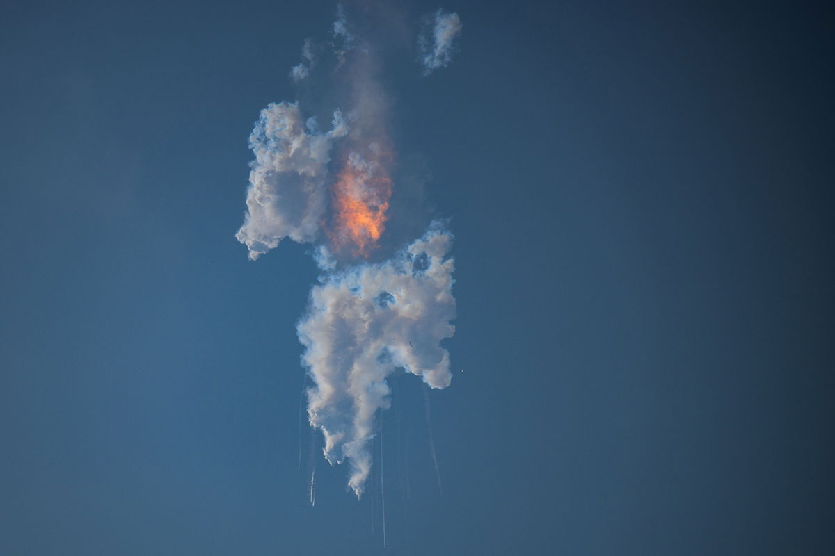 <i>Patrick T. Fallon/AFP/Getty Images</i><br/>The SpaceX Starship exploded after launch for a flight test on April 20.