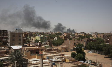 Smoke is seen in Sudan's capital Khartoum on Saturday