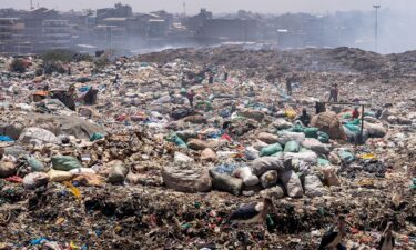 People collecting plastic waste at Dandora dumpsite