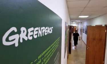 The office of the Russian branch of environmental group Greenpeace in Moscow on May 19.