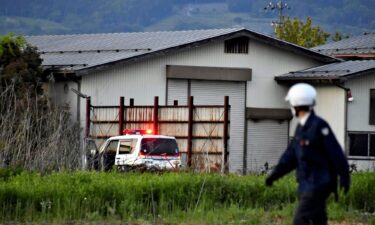 A photo shows a house where a suspect barricaded himself in with a hunting gun in Nakano City on May 25.