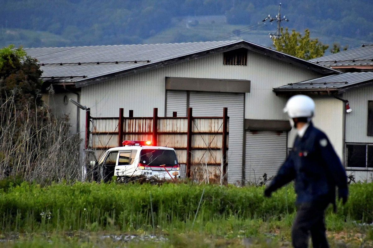 <i>Naoto Suzuki/AP</i><br/>A photo shows a house where a suspect barricaded himself in with a hunting gun in Nakano City on May 25.