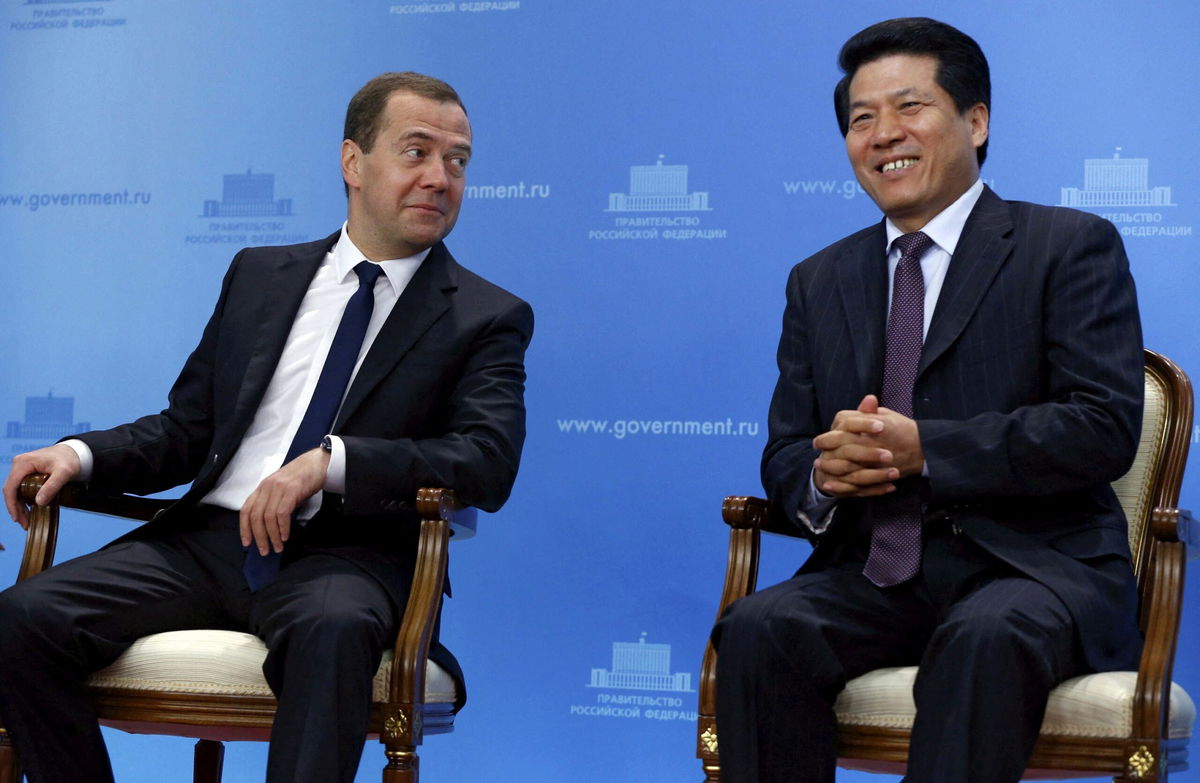 <i>RIA Novosti/Reuters</i><br/>Chinese envoy Li Hui is expected to wrap up a two-day visit to Ukraine Wednesday. Hui is pictured here in 2015 with then-Russian Prime Minister Dmitry Medvedev at an event in Moscow.