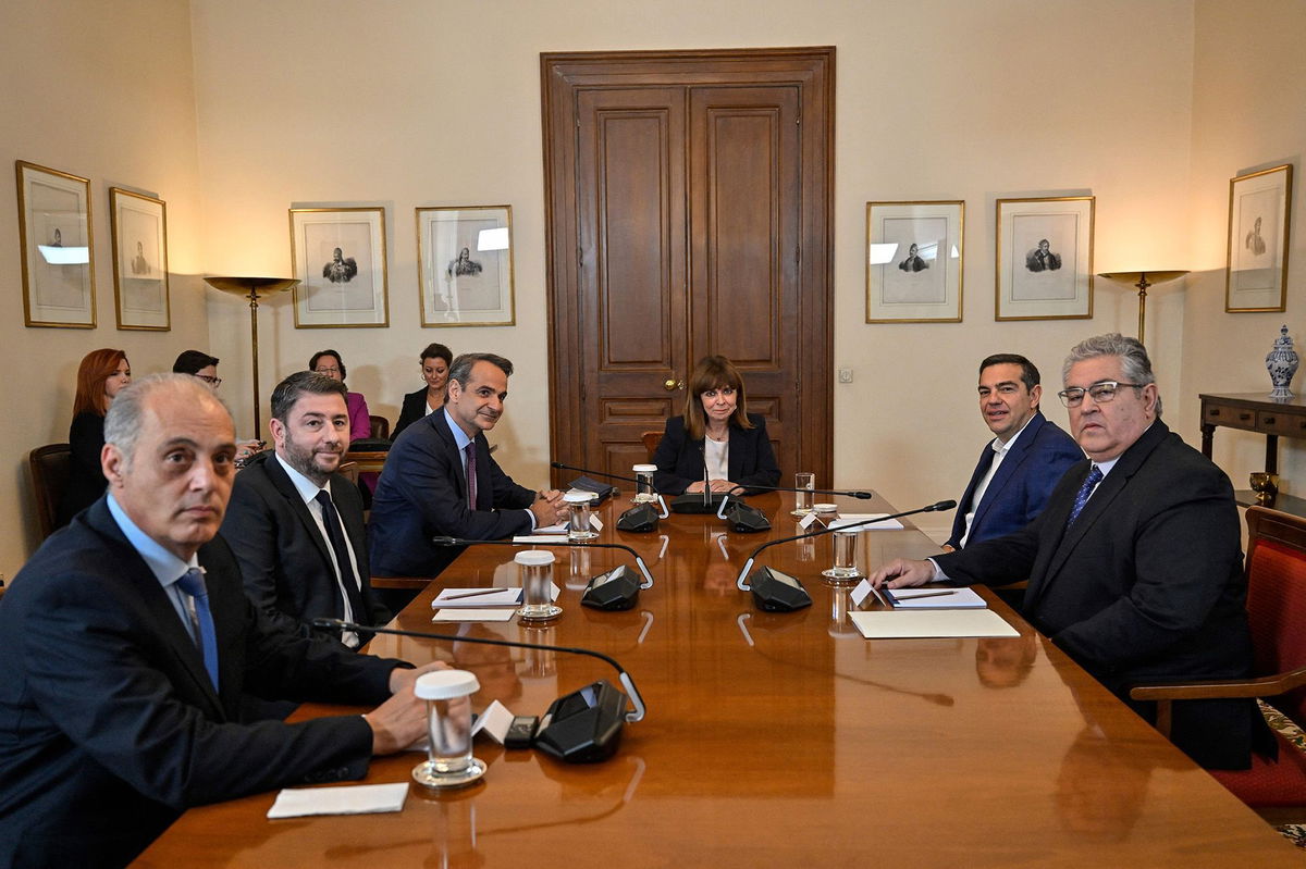 <i>Louisa Gouliamaki/AFP/Getty Images</i><br/>Greece's three main party leaders