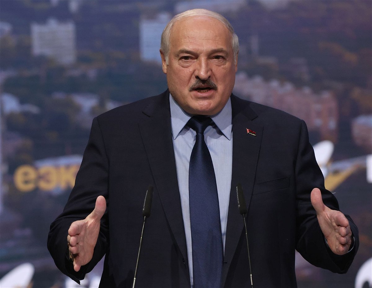 <i>Stringer/Getty Images</i><br/>Belarusian President Alexander Lukashenko talks during the 2nd Eurasian Economic Forum on May 24 in Moscow