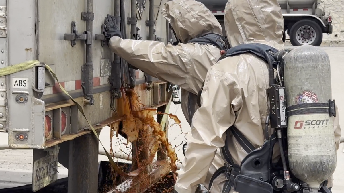 First Responders Wear Hazmat Suits To Clean Up 100-gallon Hot Sauce ...