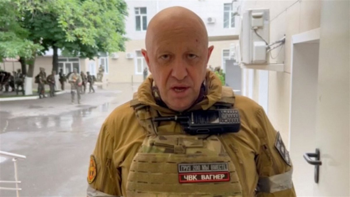 <i>Concord Press Service/Handout/Reuters</i><br/>Founder of Wagner private mercenary group Yevgeny Prigozhin speaks inside the headquarters of the Russian southern army military command center
