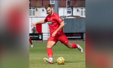 James Taylor playing football before his injury for Harrow Borough.