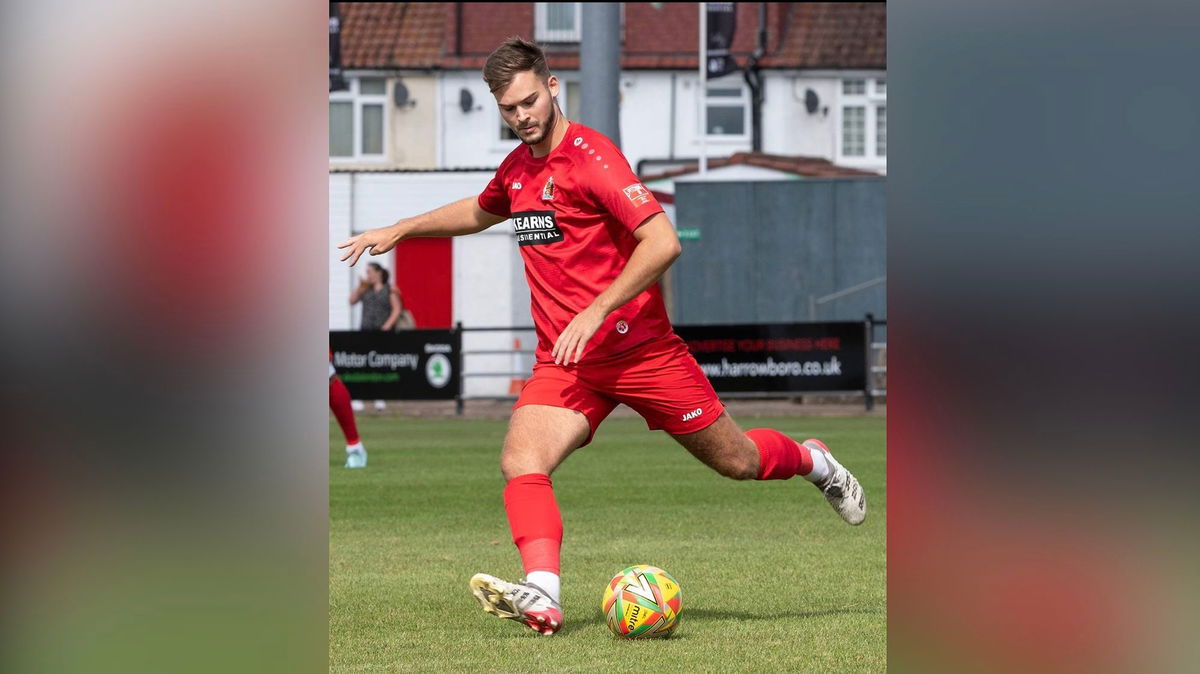 <i>Bruce Viveash/Harrow Borough FC</i><br/>James Taylor playing football before his injury for Harrow Borough.