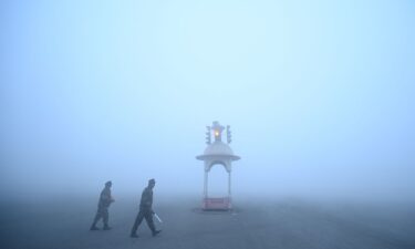 Heavy smog and low visibility is seen here in New Delhi