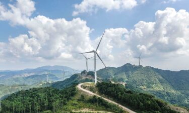 Wind farm in Nanning in south China's Guangxi Zhuang autonomous region.