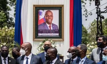 Officials attend a ceremony in honor of late Haitian President Jovenel Moise at the National Pantheon Museum in Port-au-Prince