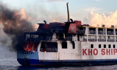 Smoke billows from Philippine ferry M/V Esperanza Star after it caught fire off the coast of Bohol province on June 18.