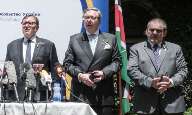 Romanian Ambassador to Kenya Dragos Tigau at a press conference in Nairobi on March 3