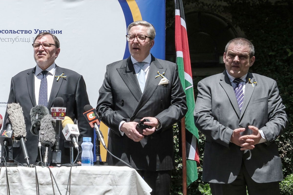 <i>Yasuyoshi Chiba/AFP/Getty Images</i><br/>Romanian Ambassador to Kenya Dragos Tigau at a press conference in Nairobi on March 3