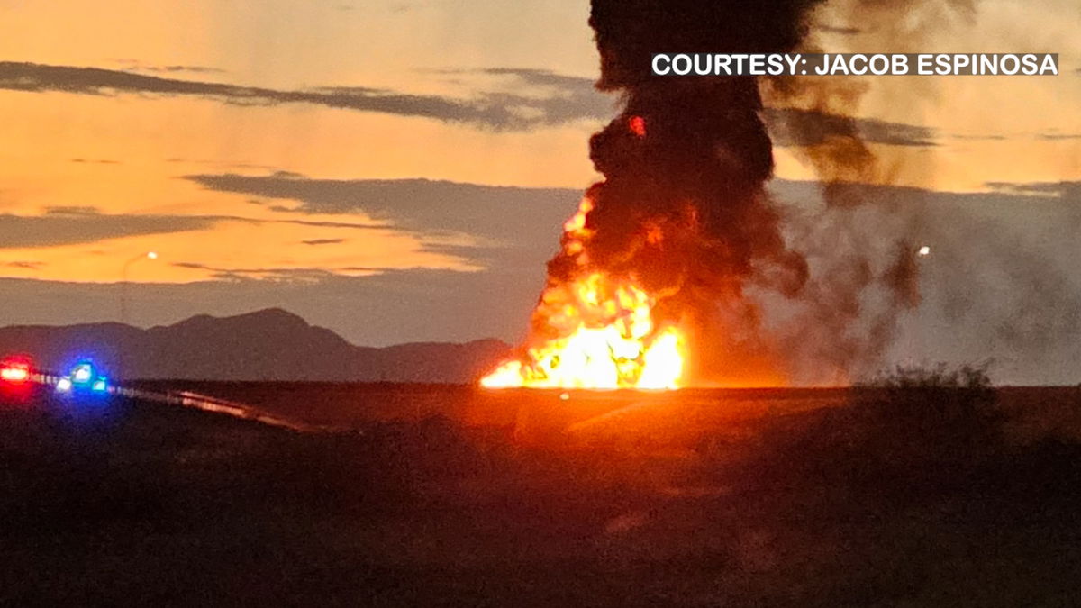 This photo sent in by an ABC-7 viewer shows the flames and smoke from Tuesday's tanker fire. 