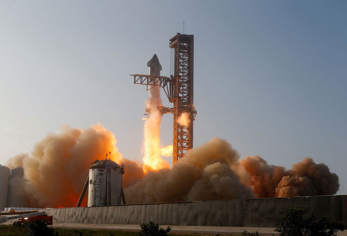 <i>Joe Skipper/Reuters</i><br/>SpaceX's next-generation Starship spacecraft lifted off atop its powerful Super Heavy rocket from the company's Boca Chica launchpad on an uncrewed test flight before exploding near Brownsville