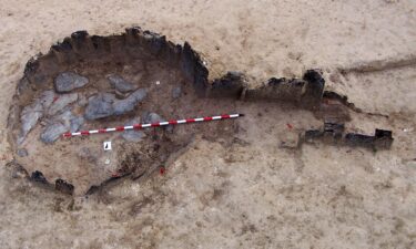 Lavish grave goods are pictured inside the tomb found near Seville