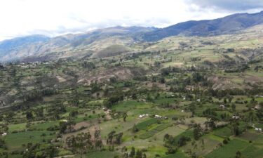 An aerial view of an area of Peruvian farmland where SIMPLi sources its food.