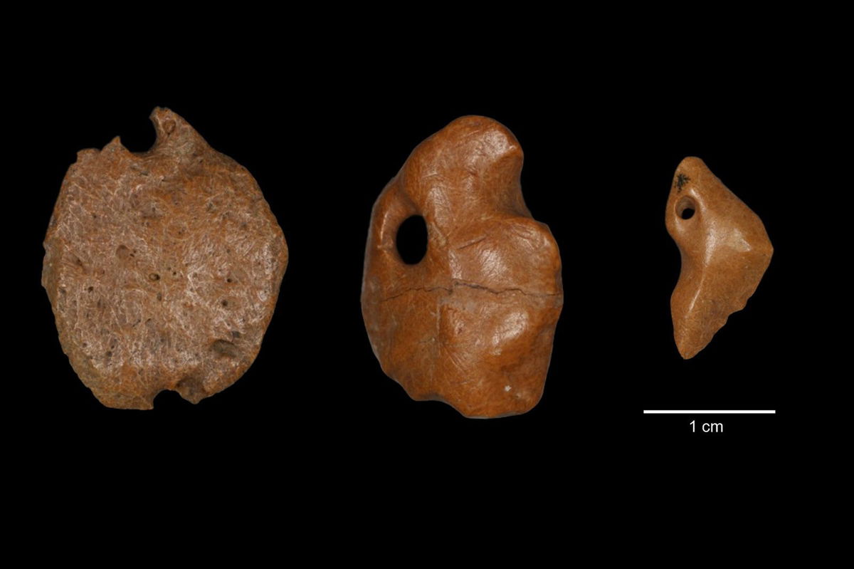 <i>Thais Rabito Pansani/AP</i><br/>This image shows artifacts made of bony material from a giant sloth discovered at a rock shelter in Brazil and excavated from archaeological layers dated to 25