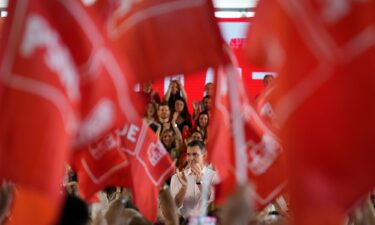 Spanish Prime Minister Pedro Sanchez at a campaign rally in Spanish capital Madrid on July 6.