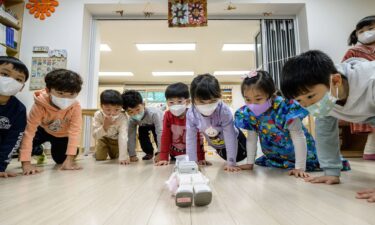 Young students pictured in Seoul