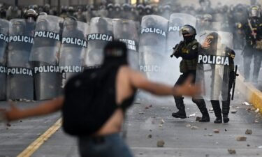 Demonstrators clash with riot police in January during a protest against the government of Dina Boluarte.