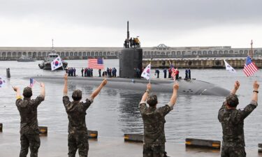 The US Navy attack submarine USS Annapolis makes a port call at Jeju