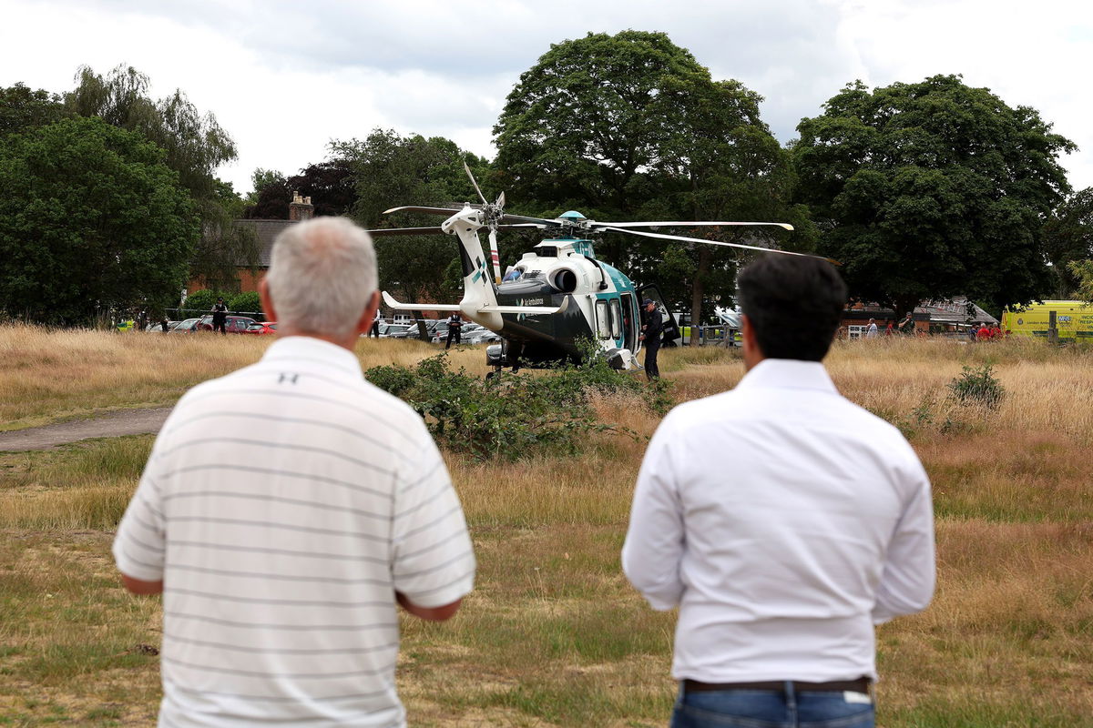 <i>Julian Finney/Getty Images</i><br/>An air ambulance lands on Wimbledon Common in response to the incident.