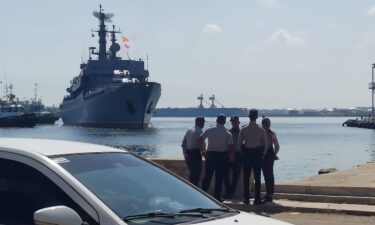 The Russian navy's training class ship Perekop is seen in Havana on July 11.