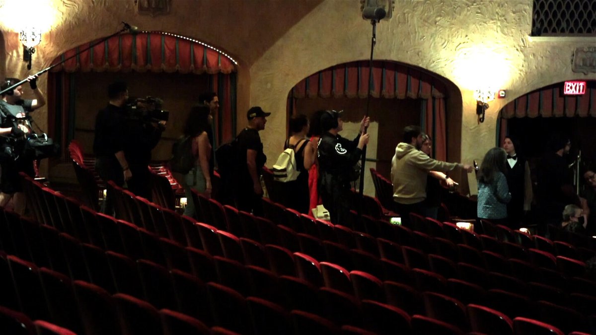 Film crews walk through the Plaza Theatre in downtown El Paso on the final day of 'The Film Race' on September 26th.
