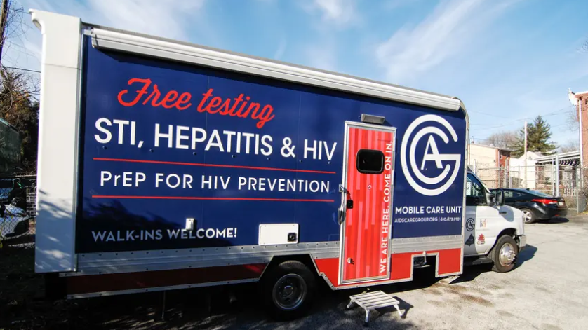 An HIV/STI testing and treatment van in Philadelphia, PA, on Dec. 14, 2022.