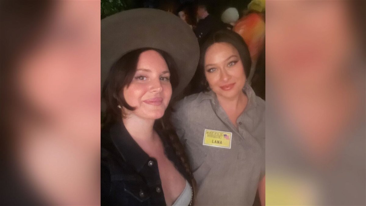 Lana Del Rey (left) and Sandy Ganzer ran in to each other at a Halloween party.