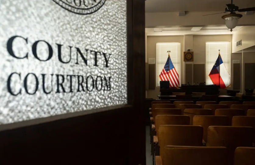 The county courtroom in the Camp County Court House in Pittsburg on June 21, 2023.