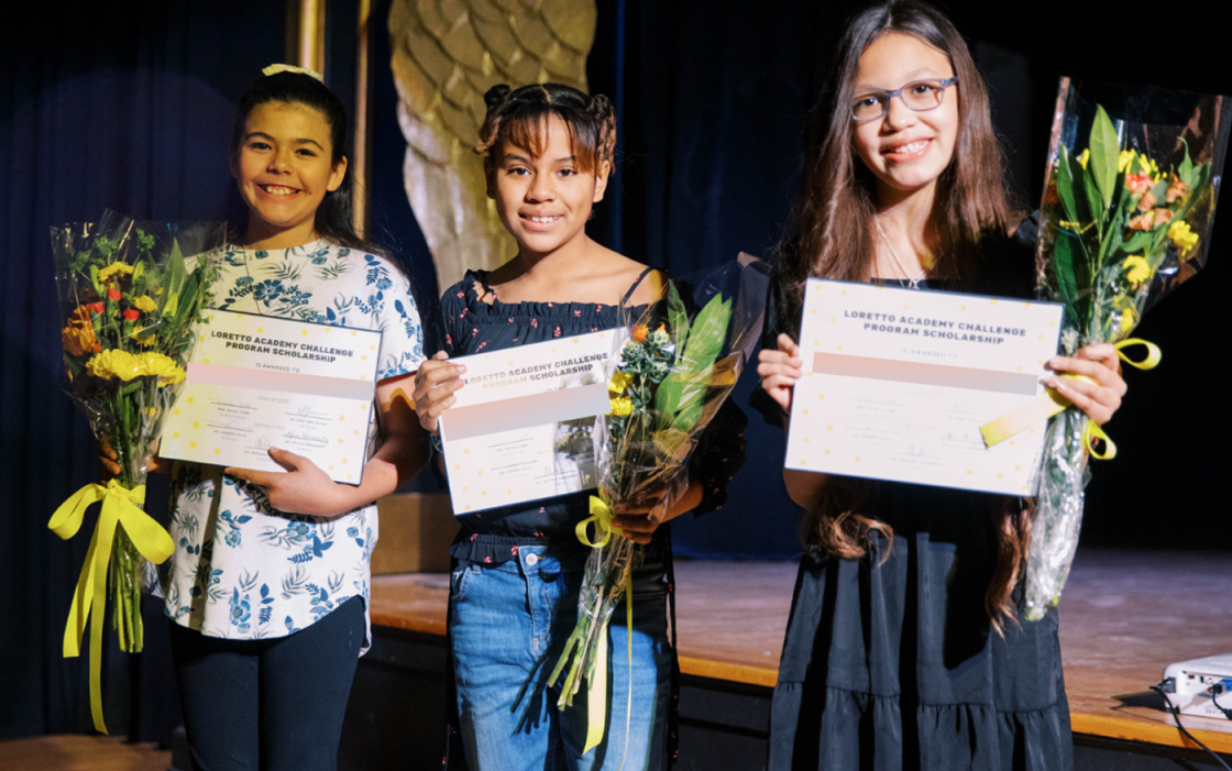 Aliana Gandara, Jessenia Mickens and Zoey Bustillos are scholarship recipients this year for the Loretto Academy Challenge Program.
