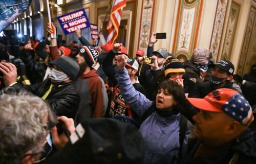 Supporters of President Donald Trump protest inside the US Capitol on January 6