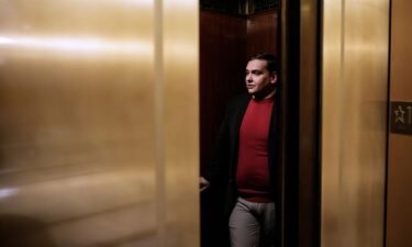 Republican Rep. George Santos of New York rides an elevator at the US Capitol on November 1