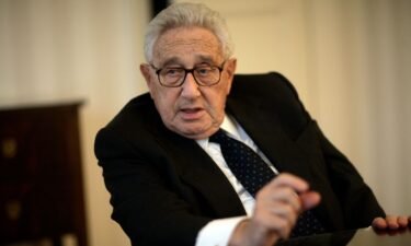 Henry Kissinger speaks during an interview in Washington