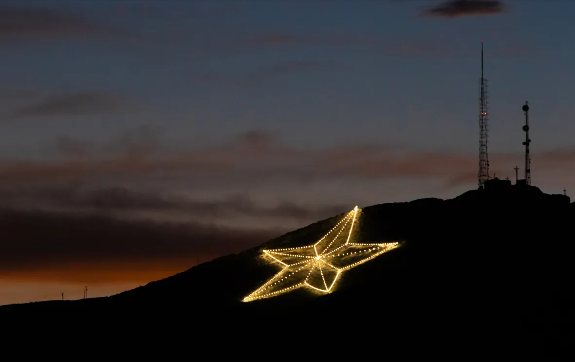 The El Paso Star on the side of Franklin Mountain.