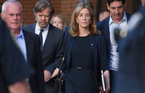 Felicity Huffman leaves court after being sentenced in September 2019.