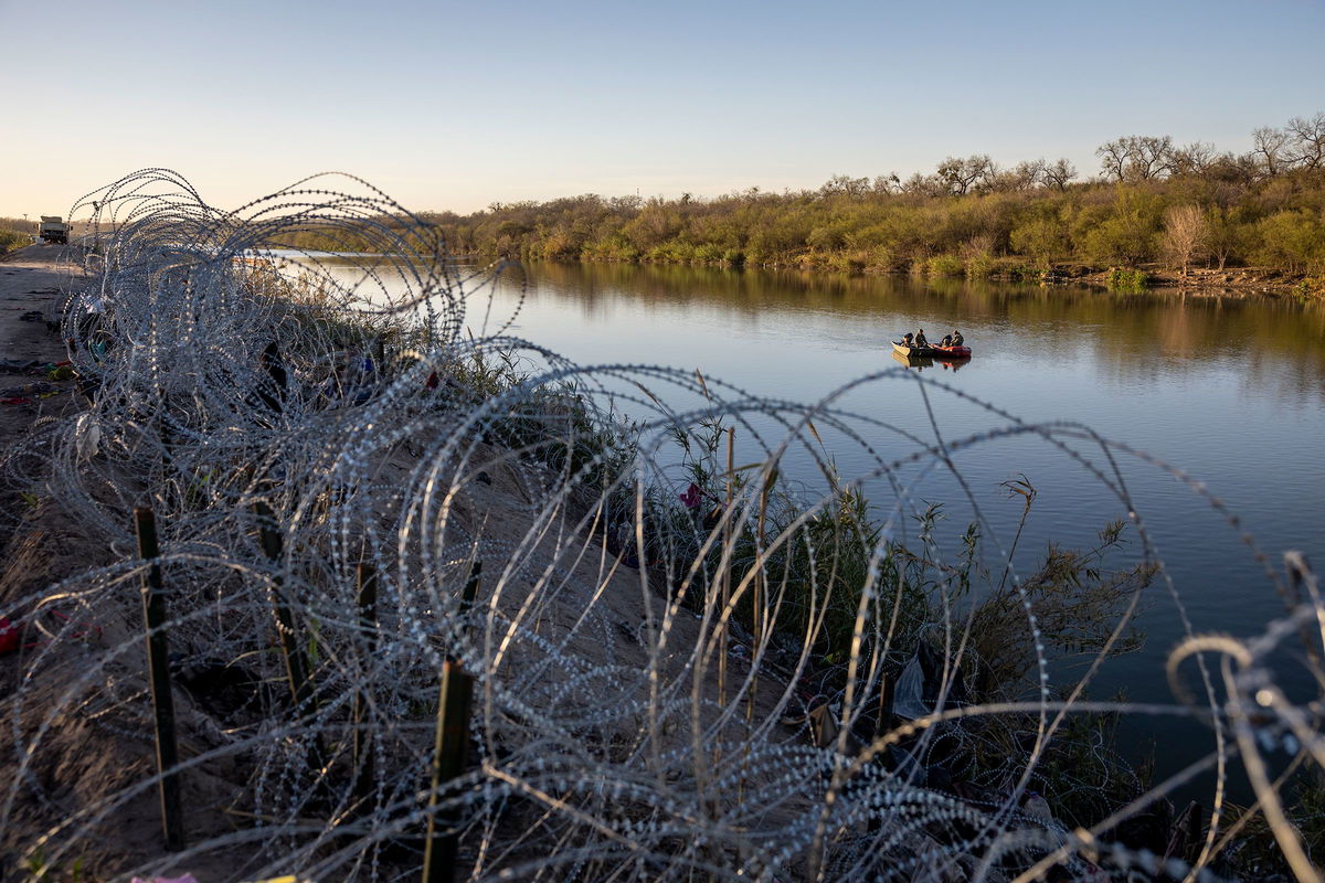 The Rio Grande at the US-Mexico border on January 9, 2024 in Eagle Pass, Texas.