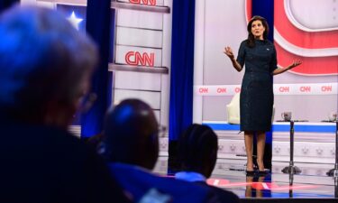 Former South Carolina Gov. Nikki Haley participates in a CNN town hall in Henniker